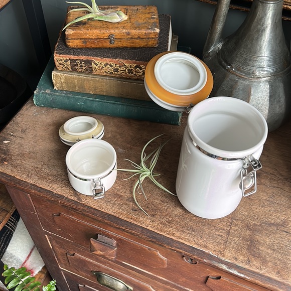 VINTAGE White Farmhouse Ceramic Canister SET - Picture 7 of 9